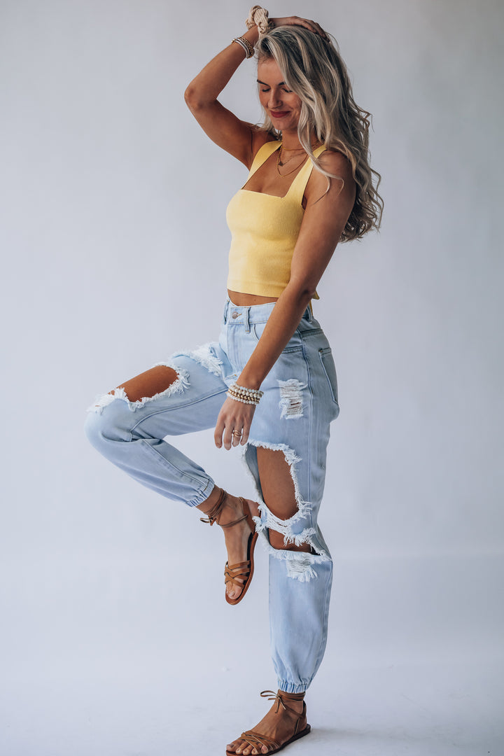 Southern Alternative 90's Babe Denim Joggers (Light Wash) Clothing Southern Alternative 90's Babe Denim Joggers (Light Wash) Clothing