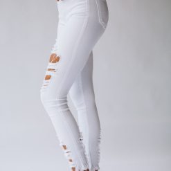 Southern Alternative Mile High Distressed Skinny Jeans (White) Denim