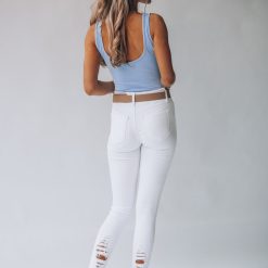 Southern Alternative Mile High Distressed Skinny Jeans (White) Denim