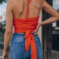 Southern Alternative Bahama Wrap Crop Top (Tangerine)