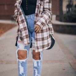 Southern Alternative Mountain Nights Plaid Shacket (Brown)