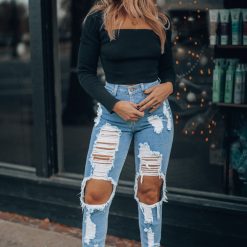 Southern Alternative Headling Knit Long Sleeve Top (Black) Clothing