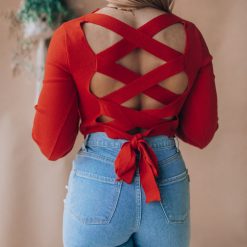 Southern Alternative Headling Knit Long Sleeve Top (Red)