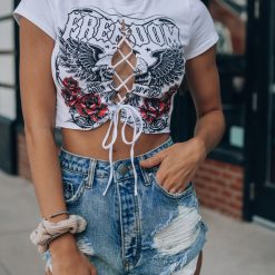 Southern Alternative Freedom Lace Up Tee (Ivory) 2 Southern Alternative Freedom Lace Up Tee (Ivory)