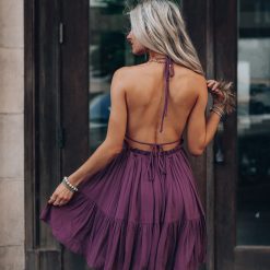 Southern Alternative Ryan Halter Mini Dress (Plum)