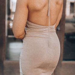 Southern Alternative Clothing Ventura Halter Mini Dress(Taupe) 3 Southern Alternative Clothing Ventura Halter Mini Dress(Taupe)