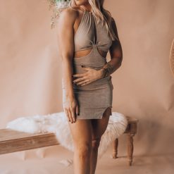 Southern Alternative Clothing Ventura Halter Mini Dress(Taupe) 4 Southern Alternative Clothing Ventura Halter Mini Dress(Taupe)