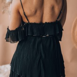 Southern Alternative Viviana Ruffle Romper (Black) Clothing