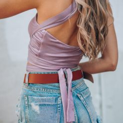 Southern Alternative Happy Hour Wrap Crop Top (Lavender) Crop Tops