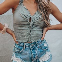 Southern Alternative Solstice Smocked Top (Olive) Blouses + Tops