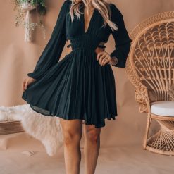 Southern Alternative Clothing Ansley Long Sleeve Mini Dress (Black)