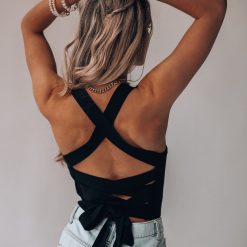 Southern Alternative Heartbreaker Knit Crop Top (Black) Blouses + Tops