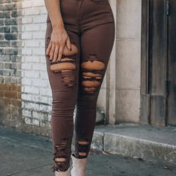 Southern Alternative Clothing Mile High Distressed Skinny Jeans (Brown)