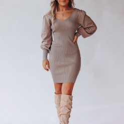 Southern Alternative Korrin Knit Mini Dress (Mocha)