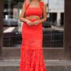 Southern Alternative Clothing Salinas Smocked Skirt Set (Coral)