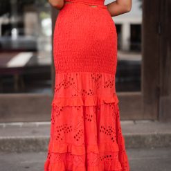 Southern Alternative Clothing Salinas Smocked Skirt Set (Coral) 2 Southern Alternative Clothing Salinas Smocked Skirt Set (Coral)