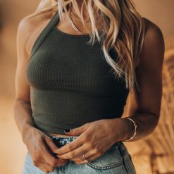 Southern Alternative Holister Ribbed Cami (Olive)