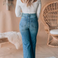 Southern Alternative Clothing Stay Awhile Wide Leg Distressed Jeans (Medium Wash)