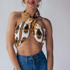 Southern Alternative Versace Wrap Top Crop Tops
