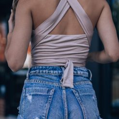 Southern Alternative Crop Tops Happy Hour Wrap Crop Top (Stone) 3 Southern Alternative Crop Tops Happy Hour Wrap Crop Top (Stone)