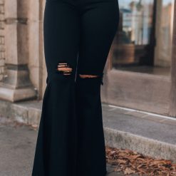 Southern Alternative Soho Distressed Flare Jeans (Black) Clothing