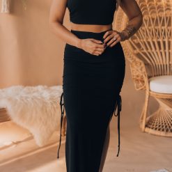 Southern Alternative Bexley Ribbed Cutout Crop Top (Black)