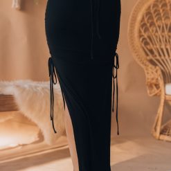 Southern Alternative Out Late Cinched Midi Skirt (Black)