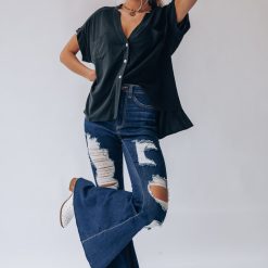 Southern Alternative Denim Paige Distressed Bell Bottoms (Dark Wash)