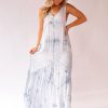 Southern Alternative Sun Burst Tie Dye Maxi Dress (Ocean) Dresses