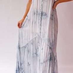 Southern Alternative Sun Burst Tie Dye Maxi Dress (Ocean) Dresses