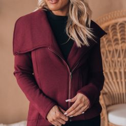 Southern Alternative Kenley Pocketed Moto Jacket (Wine)