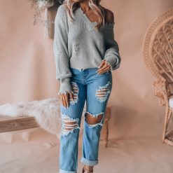 Southern Alternative Clothing Valentina Knit Sweater (Heather Grey)