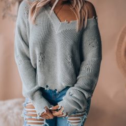 Southern Alternative Clothing Valentina Knit Sweater (Heather Grey) 2 Southern Alternative Clothing Valentina Knit Sweater (Heather Grey)