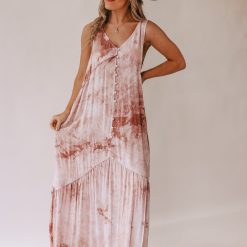 Southern Alternative Sun Burst Tie Dye Maxi Dress (Sand)