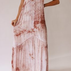 Southern Alternative Sun Burst Tie Dye Maxi Dress (Sand)
