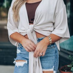 Southern Alternative Go With The Flow Wrap Top (Stone) Clothing