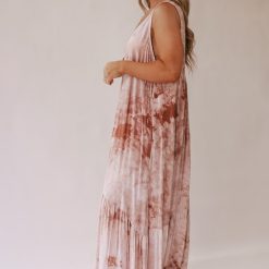 Southern Alternative Sun Burst Tie Dye Maxi Dress (Sand)