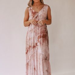 Southern Alternative Sun Burst Tie Dye Maxi Dress (Sand)