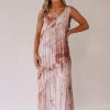 Southern Alternative Sun Burst Tie Dye Maxi Dress (Sand)