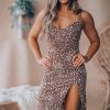 Southern Alternative Espresso Leopard Midi Dress Clothing