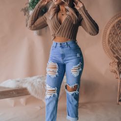 Southern Alternative Clothing Ophelia Long Sleeve Knit Sweater (Mocha)