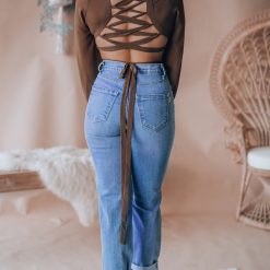Southern Alternative Blouses + Tops Wonder Of You Wrap Crop Top (Brown)