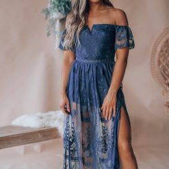 Southern Alternative Canyon Lace Romper Dress (Navy)