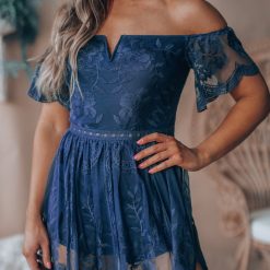 Southern Alternative Canyon Lace Romper Dress (Navy)