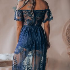 Southern Alternative Canyon Lace Romper Dress (Navy)