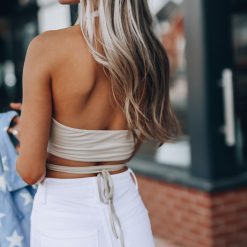 Southern Alternative Molly Wrap Halter Top (Oatmeal) Crop Tops 6 Southern Alternative Molly Wrap Halter Top (Oatmeal) Crop Tops