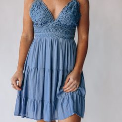 Southern Alternative Bren Lace Mini Dress (Blue) Dresses