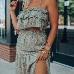 Southern Alternative Center Stage Ruffle Skirt Set (Sage) Clothing