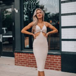 Southern Alternative Tuscan Cut Out Dress (Taupe)