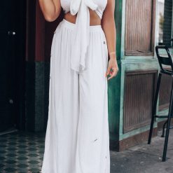 Southern Alternative Cora Crop Top And Pant Set (Off White) Clothing